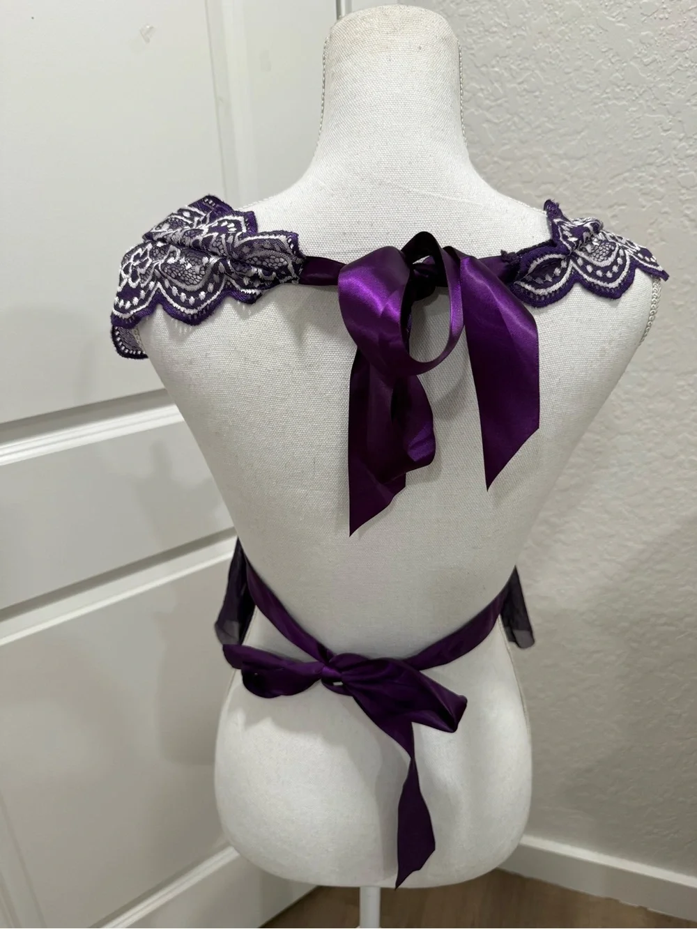 RSLOVE Purple Lace Halter Teddy Lingerie Bodysuit - NWT Size Medium